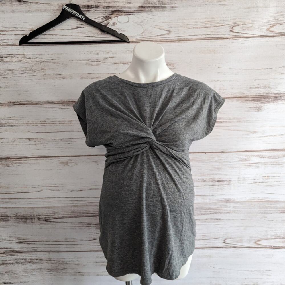 isabel Maternity Gray Twist Front Tee Shirt sz xs